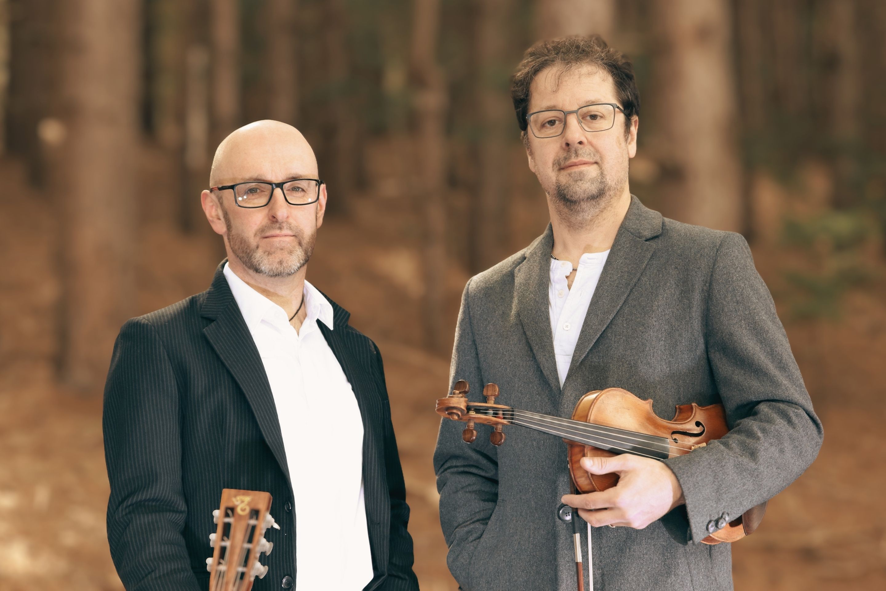 Jeremy Finney and Andy Webster portrait with instruments
